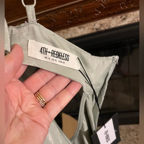 Lulus Mint open back cowl neck midi slip dress. - Picture 2 of 8